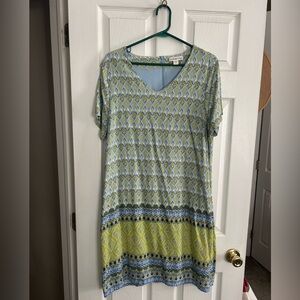Coldwater Creek Blue and Green Patterned Dress